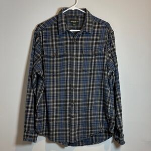 Eddie Bauer Plaid Flannel Button Down Shirt Size Large